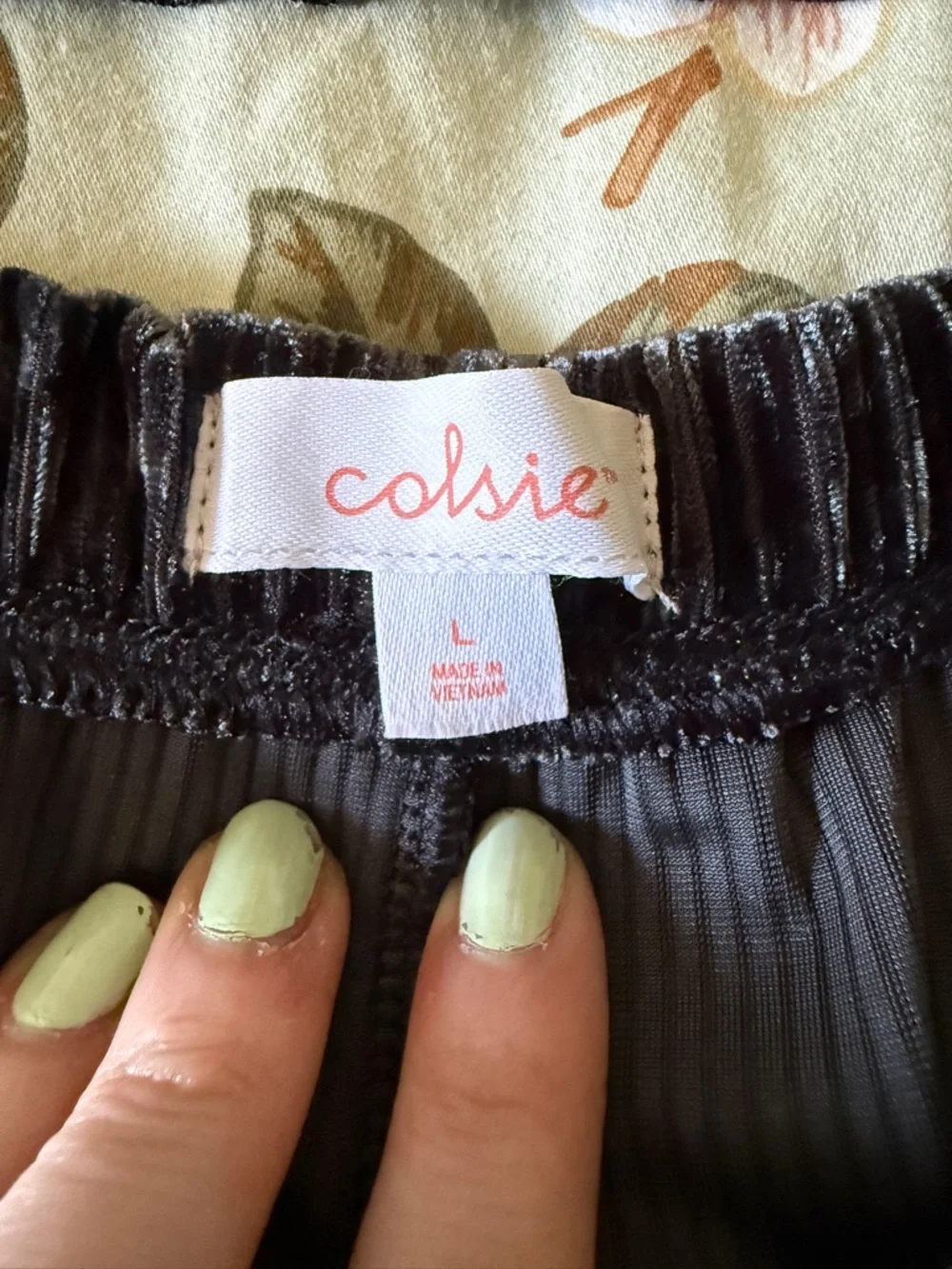 Velvet Ribbed Black Cami & Short Set - Picture 2 of 3
